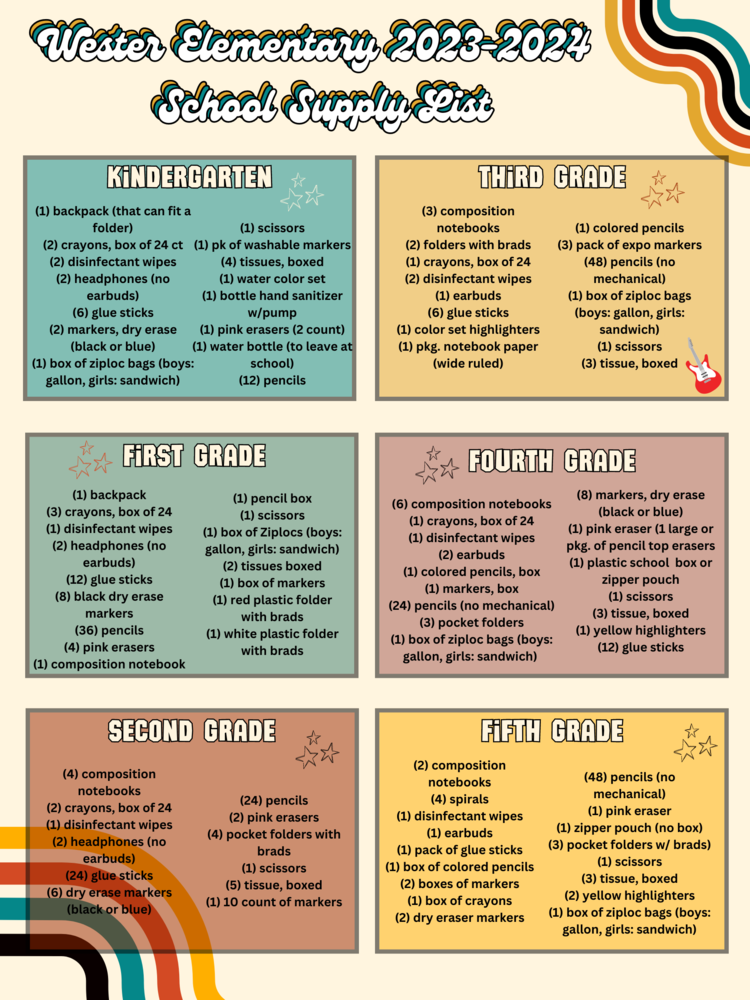 202324 School Supply List Wester Elementary School